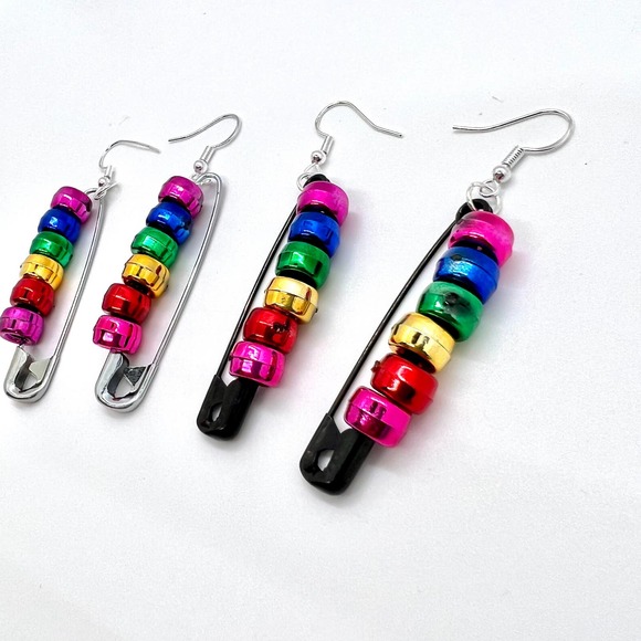 Rainbow Earrings - Safety Pin Earrings - Pride Earrings - Teen Earrings - LGBTQ - Picture 2 of 9